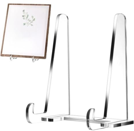 Salyeeluly Soporte acrílico para platos, base transparente para fotos, soporte de mesa para marco de fotos, plato decorativo para el hogar, cocina y escuela