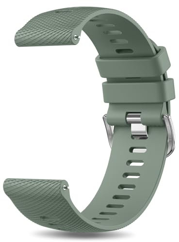 YLK 22mm Bracelet de Montre en Silicone, Souple Bracelet de Replacement en Dégagement Rapide avec Boucle en Même Couleur Homme Femme (Vert Olive, 22mm)