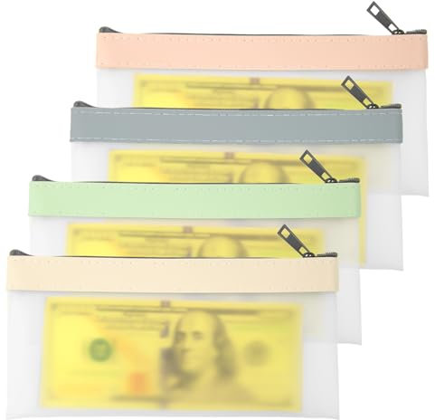 Lusofie 4 Stück Transparente Federmäppchen Kosmetiktasche Klein Geldtasche Aufbewahrungstasche klein wasserdichte Banktasche Superweiches TPU mit Reißverschluss
