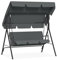 UISEBRT Hollywoodschaukel 3 Sitzer,Gartenchaukel mit Verstellbares Sonnendach,Schaukelbank bis 200kg Belastbar,Gartenliege Wetterfest Outdoor & Indoor,176x110x152cm,Grau
