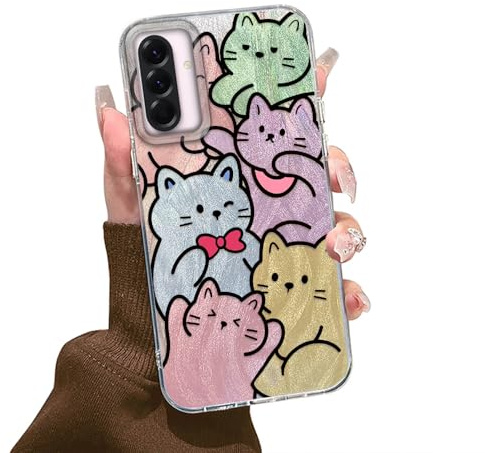 Tedyhulle Hülle für Samsung Galaxy A56 5G/ A36 5G Handyhülle mit Nette Katze Aesthetic Muster, Dünne Schutzhülle Stoßfest Kratzfest Weich Silikon TPU Bumper Hard PC Handy Hülle Cover Case