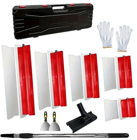Spatule Enduit Lissage Set, Ensemble Spatules Enduit Lissage Acier Inoxydable Comprenant 5 Grattoirs (15cm, 25cm, 40cm, 60cm, 80cm), Couteau Enduit Parfait Lisse pour Le Plâtrage de Plafond et Mur