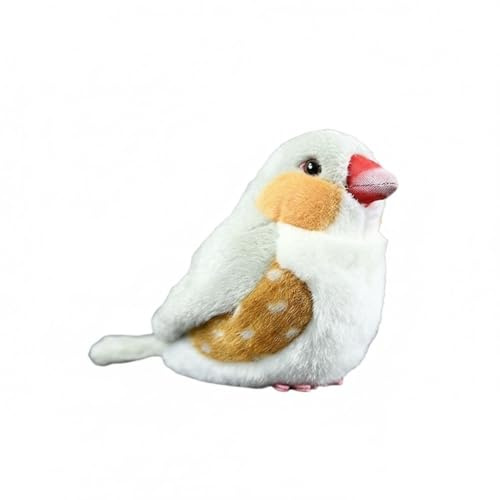 Wyvix Realistisches Fink-Plüschtier – 15 cm großer, weicher, männlicher, Grauer Perlmuttvogel mit orangefarbenen Wangen