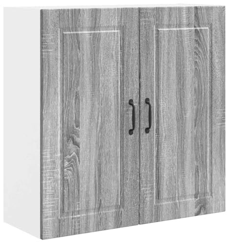 Roanoer Küchen-Wandschrank Porto Hängeschrank in Grauer Sonoma Optik, Moderner Oberschrank aus Holzwerkstoff, 80 x 31 x 80 cm mit 2 Türen und 3 Fächern für die Küche