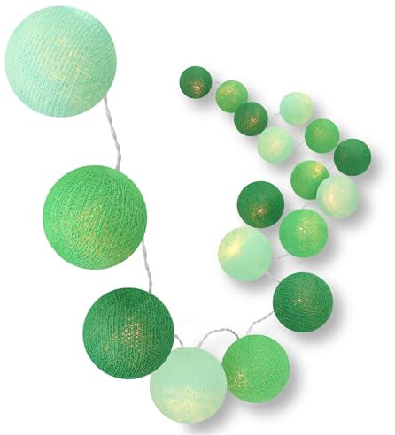 CREATIVECOTTON LED Lichterkette mit Cotton Balls inkl. Timer und Dimmer (Blätterwald, 35 Kugeln)