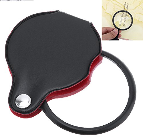 OriGlam Mini-Lupe mit 5 facher Vergrößerung, Taschenlupe, mit Schutzhülle, für Büro/Lesen/Hobbys