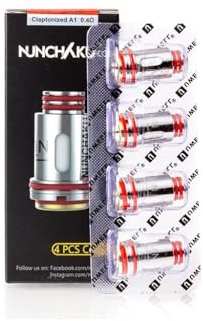 Uwell Nunchaku Ersatzspulen A1 0,4 Ohm Zerstäuber Superior Coils Intensiver Geschmack und dichte Wolken Funktioniert mit Nunchaku Kit und Nunchaku 2 Kit 4 Stück Kein Nikotin
