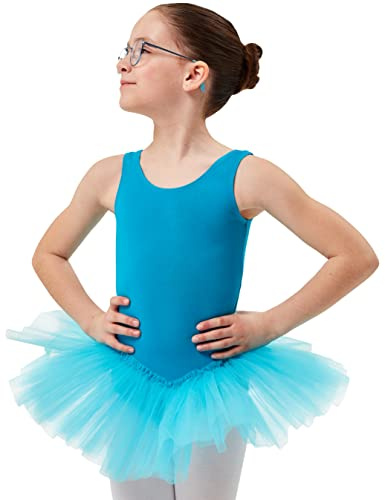 tanzmuster Kinder Ballett Tutu Anabelle aus Baumwolle mit Breiten Trägern und Tüllrock in rosa, weiß, schwarz, hellblau, Lavendel, lila, pink, Burgunder und Marineblau.