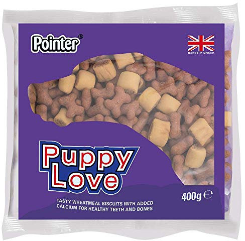 Pointer - Puppy Love Dog Treats, Oven Baked Dog Biscuits with Added Calcium, Perfect for Healthy Teeth and Bones, Variety, (6 x 400g) - 2.4kg
