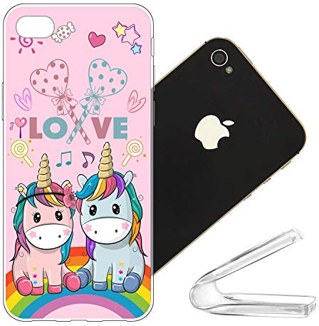 vingarshern Handyhülle iPhone 4s Hülle Silikon Bumper Case,Dünne Flex Weich Fallschutz Stoßfest Schutz Cover iPhone 4S Schutzhülle Silikonhülle Mit Muster,Einhorn 01