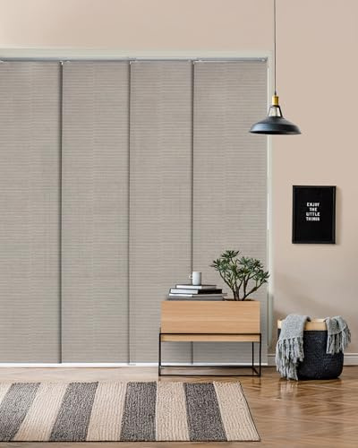 GoDear Design Adjustable Sliding Vertical Blinds 116-218 cm W x Up to 243 cm H, Extendable Rail Track for Blinds Window Vertical, Panel Track Blind, Patio Door Blind, Door Curtain, Ivory Dawn