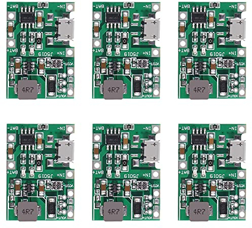 ABSOK Battery Charger Module USB TP4056 3.7V 4.2V to 9V 5V 2A Charge Discharge Integrated Step Up Module,18650 Lithium Li-ion Battery Charger Module(6 PCS)
