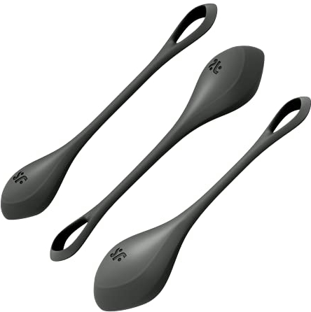 Satisfyer Yoni Power 2 Liebeskugeln | 3er Set Beckenboden-Trainer aus Silikon | Kegelballs für Damen | 22-73 g und 2-3 cm | Für Anfänger & Fortgeschrittene | Medizinisches Silikon | Schwarz