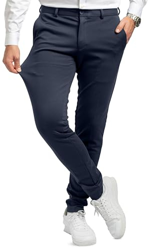 Performance Pants Herren Navy (Größe 32W/30L) - Stilvolle Chino Hose Stretch - Anzughose Stretch - Modische Praktische Männer Hosen für Business & Freizeit - Bequeme Stoffhose Herren