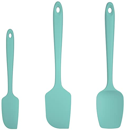 Silikon Spatel 3er-Set: U-Taste 315℃ Hitzebeständiger Antihaft-Gummispachtel, Bpa Frei Flexibel Teigschaber & Kuchenschaber zum Kochen Mixen Backen Dekorieren (Aqua Sky)