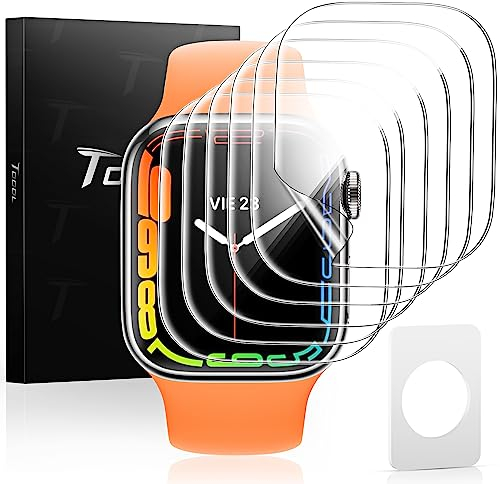 TOCOL 6 Piezas Protector de Pantalla para Apple Watch Series 9/8/7 45mm, Resistente a los Arañazos, Sin Burbujas, HD Transparente, Protector de pantalla TPU Flexible de Cobertura Total