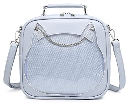 RAINBOW SMILE Ita Bag Mehrzweck-Rucksack, Umhängetasche, Katzen-Geldbörse, Kawaii-Anstecknadel, Display-Tasche mit Einsatz für Anime-Pins, 06-light blue, Tragetasche