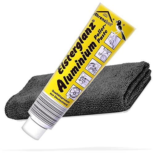 detailmate Politur Bundle mit 150ml XXL Tube | Elsterglanz Aluminium Polierpaste + detailmate Premium Microfasertuch | Reinigt, poliert und konserviert Aluminium-Oberflächen