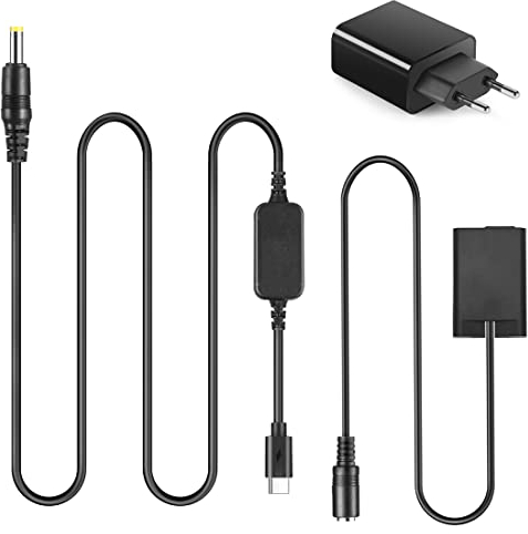 Raeisusp Coupleur CC EP-5G EN-EL25 Batterie factice EN-EL25a + Adaptateur PD QC3.0 + Câble d'alimentation USB C 9V pour Nikon Z50 ZFC