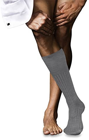 FALKE Herren Kniestrümpfe No. 13 M Kh Baumwolle lang einfarbig 1 Paar, Grau Mid Grey Melange 3530, 41-42