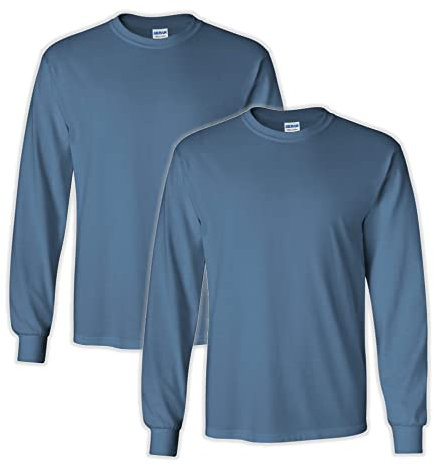 Gildan Men's Ultra Cotton Long Sleeve T-Shirt, Style G2400, Multipack, Indigo Blue (2-pack), Large