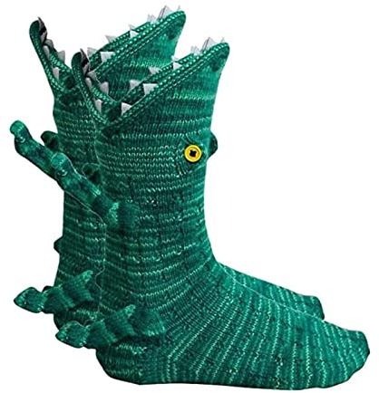 SUJAHHUJIQ Strick-Krokodilsocken, Weihnachtssocken, breite Öffnung, 3D-Socken, Tiersocken, Alligator-Socken für Damen und Herren, krokodil, Einheitsgröße
