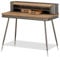 KHG Schreibtisch mit 5 Fächern & 2 Schubladen, Sekretär aus braunem Massiv-Holz & lackiertem Metall-Mix im Vintage-Industrial-Look, Kiefer-Echtholz - 120 x 95 x 65 cm (B/H/T)