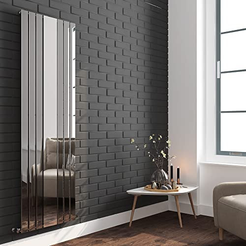 Corwen Chrome Flat Panel Designer Mirroed Radiators Vertical Central Heating 6 Sections 610mm (w) x 1800mm (h) - 3558 BTUs