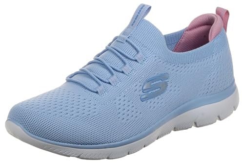 Skechers Womens Summits Top Player Sneaker, Light Blue Knit Multi Trim, 4 UK