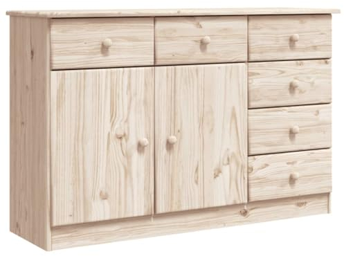 vidaXL Sideboard, Kommode mit Schubladen Fächern, Highboard Wohnzimmerschrank mit Türen, Schrank Anrichte Beistellschrank, Massivholz Kiefer