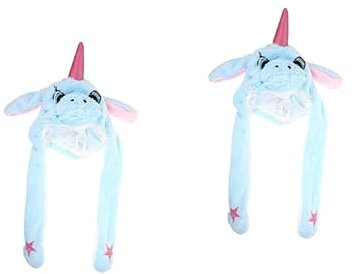 ibasenice 2 Stück -Kappen-Outfits Für Kinder Mädchen Stofftiere Kinder-Stirnbänder Winter-Ohrenklappenkappe Einhorn-Mütze Mit Beweglichen Ohren Tier-Party-Cosplay-Mütze