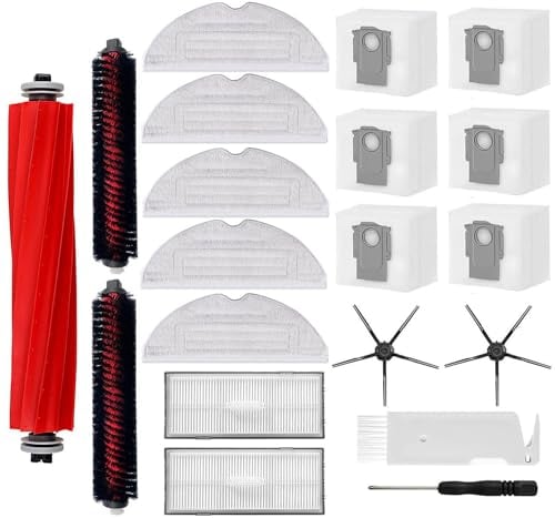 20 pieces accessories replacement for Roborock S7 MaxV Ultra/S7 Pro Ultra, spare parts robot vacuum cleaner accessory set, 1 main brush, 2 self-cleaning brushes, 5 wipes, 2 filters, 2 side brushes