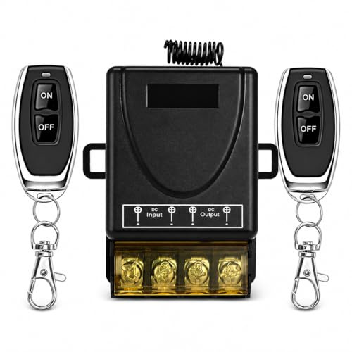 Frotlvm Wireless RF Telecomando Interruttore Controller 30A DC 8V-80V Relè RF Interruttore universale 433Mhz 12V/24V Relè Interruttore remoto con trasmettitore a lunga distanza per luci,porta garage