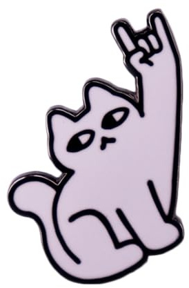 White Cat Enamel Pin Rock Cat Shape Hard Lapel Pin Cat Themed Brooch Pin Badge Cat Lovers Jewellery Gift Cute Cat Kitten Enamel Brooch Pins Accessories Badge Gifts for Kids Adults Friends