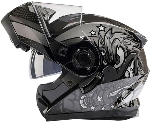 Casco Moto Modulare Integrale Con Visiera Integrata Doppio Strato Casco Da Cross Con Design Aerodinamico Approvato DOT/ECE Per Uomini Donne Adulti Che Corrono In Bici Da Cross 4,L(59-60CM)