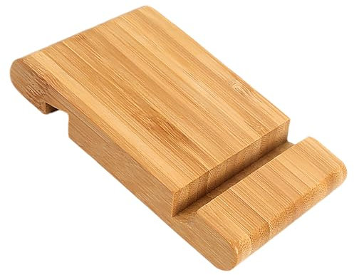Tabanzhe Bamboo Mobile Phone Stand for Desktop - Versatile Bamboo Tablet Stand, Desk Cell Phone Holder, and Wood Tablet Holder Compatible with Tablets, and All Phones