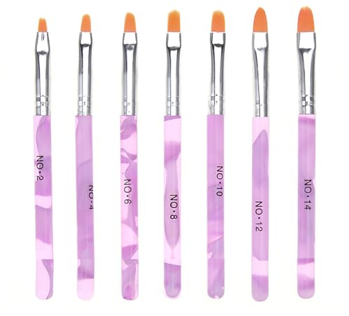 7 Pièces Pinceau Nail Art Ongles Gel Professionnel,Ensemble de pinceaux à ongles en acrylique de haute qualité,Pinceau Ongle Gel,Faux ongles Peinture Pen DIY Nails Design