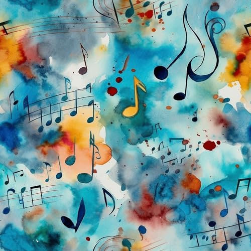 REDAMANCY Watercolor Colorful Abstract Music Note Modern Peel and Stick Wallpaper Vintage Wall Paper Stick on Contact Paper Easy Peel Off for nightstand Drawer Renter Friendly 17.7x236