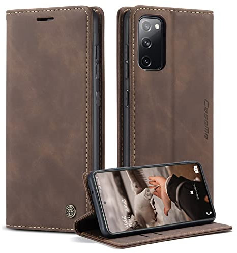 Coque pour Samsung Galaxy S20 FE Pochette, Etui Protection Housse Premium en Cuir PU,Etui à Rabat Pochette de Portefeuille Étui pour Samsung Galaxy S20 FE 5G Case, Café