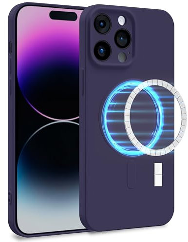 MyGadget Cover [ MagSafe ] per Apple iPhone 14 Pro Max - Custodia in Silicone Morbido a Doppio Strato – Case con Protezione Fotocamera & Fodera Interna - Viola