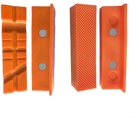 GLOBALHUT Schraubstockbacken mit starken Magneten für Metallschraubstock, Werkzeuge, ideales Fräs- und Bohrmaschinen-Zubehör, 4 Stück/Set (10,2 cm, orange)
