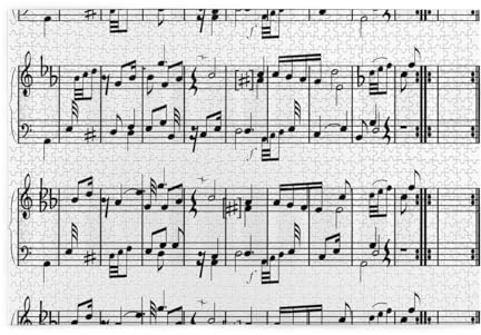 Musical Notes On The Clef, Jigsaw Puzzles 1000 Pieces Wooden Jigsaw Toy Family Game Wall Decor for Adults Teens