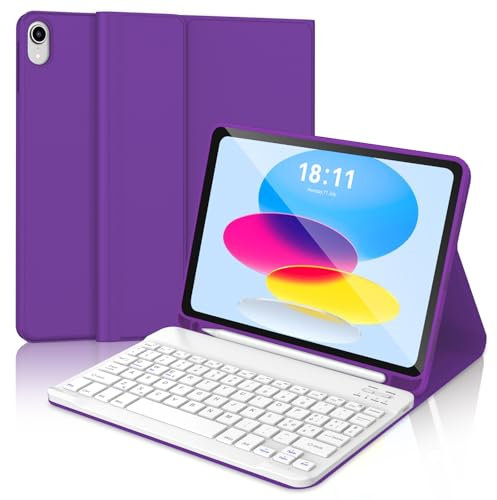 Tastiera Custodia per iPad 10/11 Generazione 10.9/11 A16 2025, Italiano QWERTY Tastiera Bluetooth Rimovibile con Supporto Pencil per iPad 10a/11a Generazione 10,9/11 Pollici, Viola
