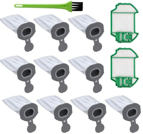 10 Sacs D'Aspirateur Pour Vorwerk Kobold, Sac à PoussièRe De Rechange Avec 2 Filtres De Protection Moteur Et Brosse De Nettoyage, Accessacs D'Aspirateur Sans Fil