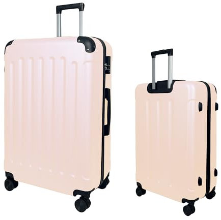MY TRAVEL BAG Hartschalen-Koffer Reisekoffer ABS Koffer (Handgepäck-Mittel-Groß-Set) 4 Doppel-Rollen Trolley (Champagne, Großer Koffer (75cm))