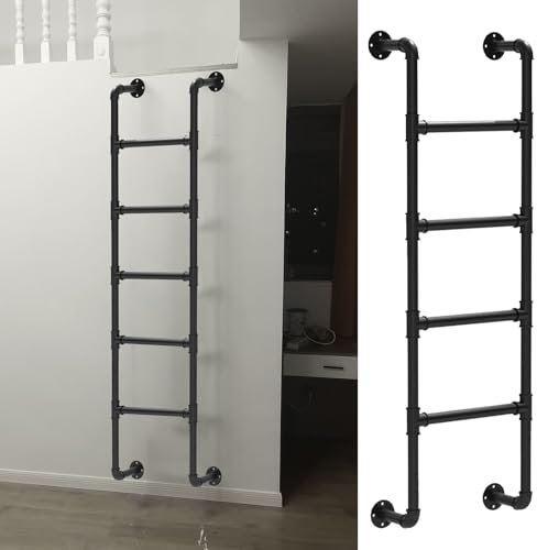 Metall-Leiter für Etagenbett, Fenster, Brunnen/Dachbodentreppen, Egress Leiter für Erwachsene, Klettern, Flucht, Schwarz, 259,1 cm