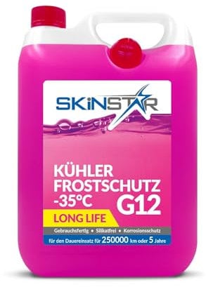 SkinStar Kühlerfrostschutz -35°C | G11 | G12 | G13 | Kühlflüssigkeit | gebrauchsfertig Kühlmittel | Antifreeze Frostschutz Auto | Autochemikalien (5l, G12)