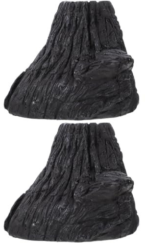 BUGUUYO 2St -Vulkan Teichluftpumpe Riff großes Schildkrötenbeckenaquarium Aquarium Vulkan vulkanisch bastelzeug ösch Noir Aquarium-Vulkan-Statue künstliches Vulkandekor Harz Black