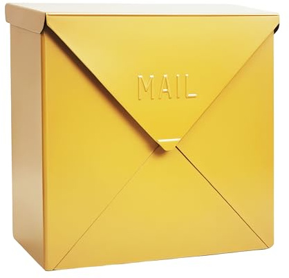 NACH Briefkästen für Außenwandmontage, 30,5 x 30,5 x 12,2 cm, gelbe Briefkästen für Haus draußen, wasserdichte Briefkästen für den Außenbereich – Chicago Style Mailbox