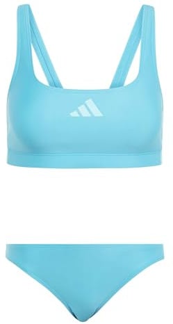adidas Women's 3 Stripes V-Back Bikini, Lucid Cyan/Flash Aqua, 30